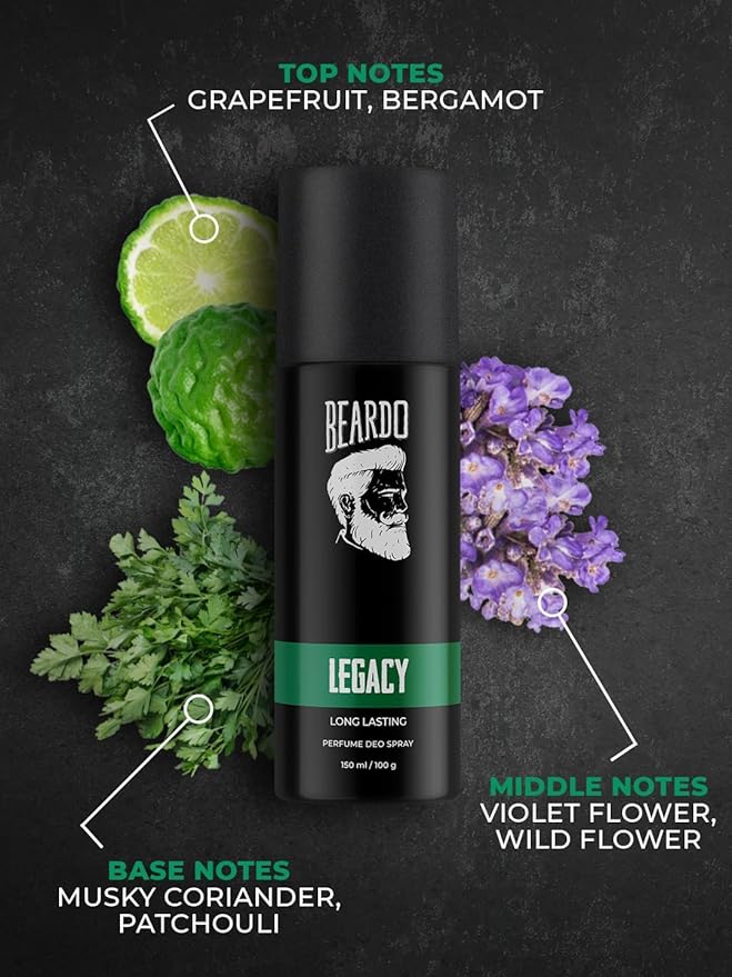 Beardo Legacy Deo Body Spray 150ml | Spicy, Aromatic Fragrance | Long Lasting Freshness 150ml