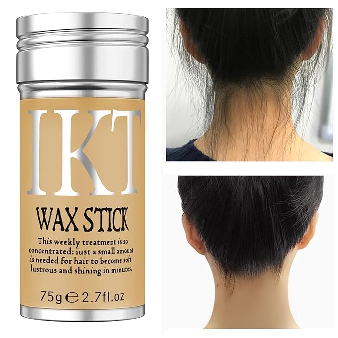 IKT Hair wax stick, hair wax stick, wax stick for hair, hair finishing stick, broken hair cream finishing sticks, styling pomade for small, flying away, broken hair, 75 g