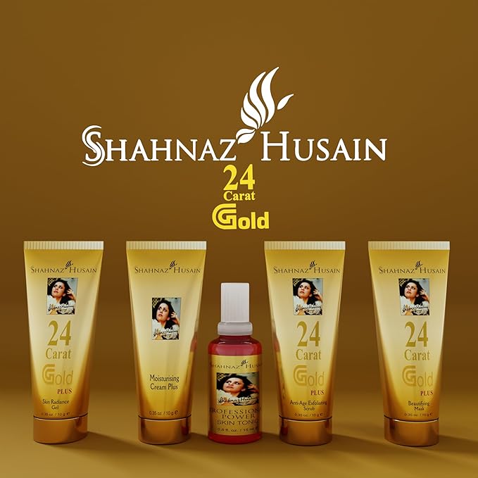 Shahnaz Husain Gold Facial Kit | 24 Carat Gold | Skin Radiance Timeless Youth | 4x10g | 15ml Skin Tonic
