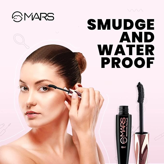 MARS Ultra Curl Long lasting Mascara For Women, Jet black, 12 ml