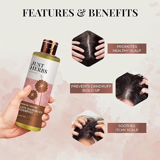 Just Herbs Ayurvedic Anti-Dandruff Shampoo For Strong & Bouncy Hair For Men & Women- Sls & Paraben Free- 200 ml