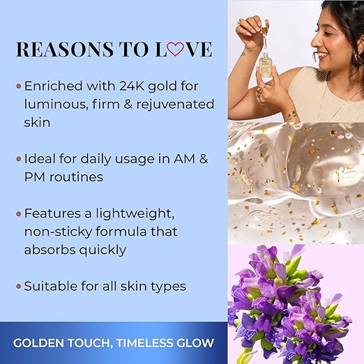 Just Herbs 24K Gold Bakuchiol Face Serum for Fights Signs of Ageing 30ml