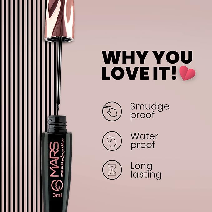 MARS Glossy Liquid Eye Got This Eyeliner | Quick Drying & Smudge Proof | Long Lasting Eye Liner with Fine Tip