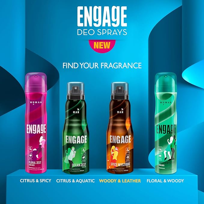 Engage Spice Mystique Deodorant for Men, Woody and Leather, Skin Friendly Deo, 150ml Body Spray