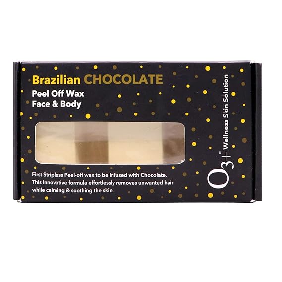 O3+ Brazilian Chocolate Peel Off Wax Professional Body Face Arm Legs Hair Removal Wax for All Skin Type (165 g)