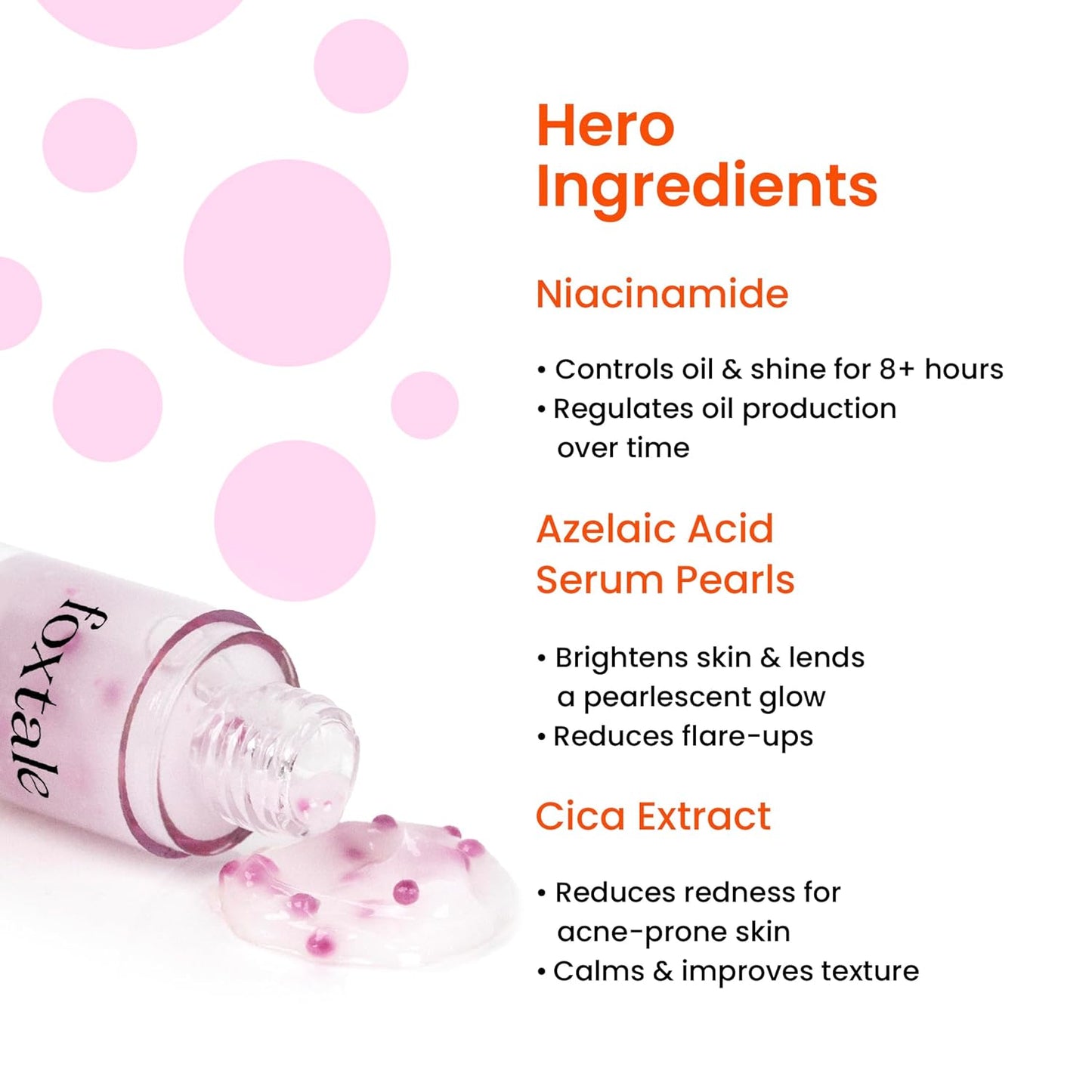 Foxtale Oil-Balancing Gel Moisturizer with Niacinamide, Azelaic Acid Pearls & Cica, 8+ Hours Shine-Free Hydration, Oil-free, Lightweight, Balances Sebum Production, For Oily & Acne-Prone skin