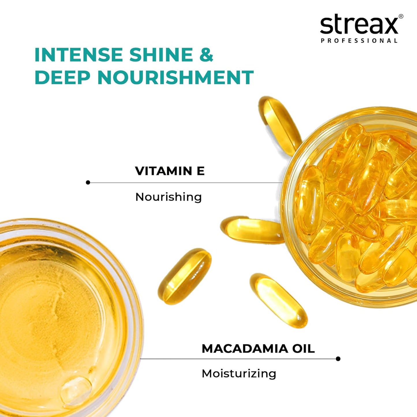 Streax Professional Vitariche Gloss Hair Serum, 200ml|for Dry Frizzy Hair Enhance Shine and Smoothness, Anti Frizz With Vitamin E & Macadamia Oil