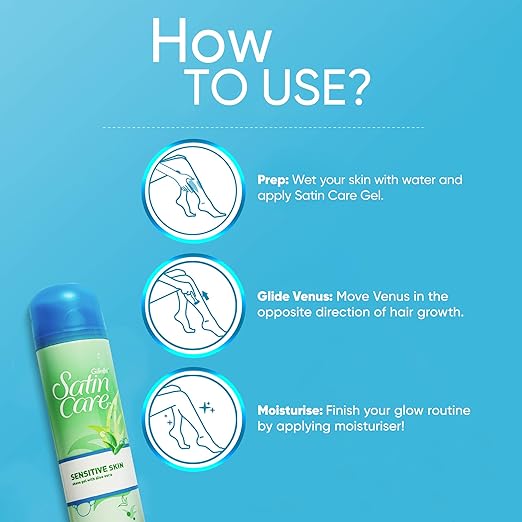 Gillette Satin Care Sensitive Skin Gel for Women with Aloe Vera - 195 g