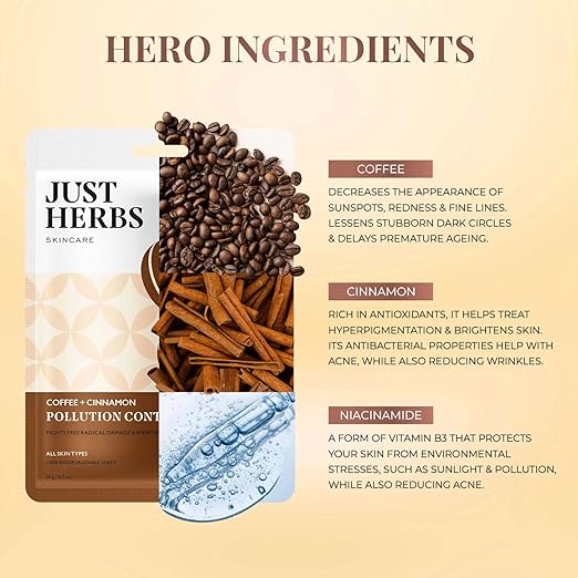 Just Herbs Sheet Mask for Glowing Skin Serum Masks, 20g