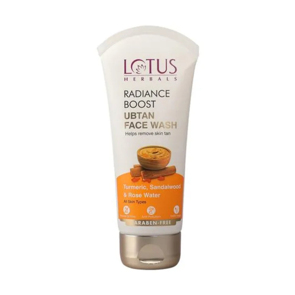 Lotus Herbals Radiance Boost Ubtan Face Wash - Turmeric, Sandalwood & Rose Water, Paraben Free, 100 g