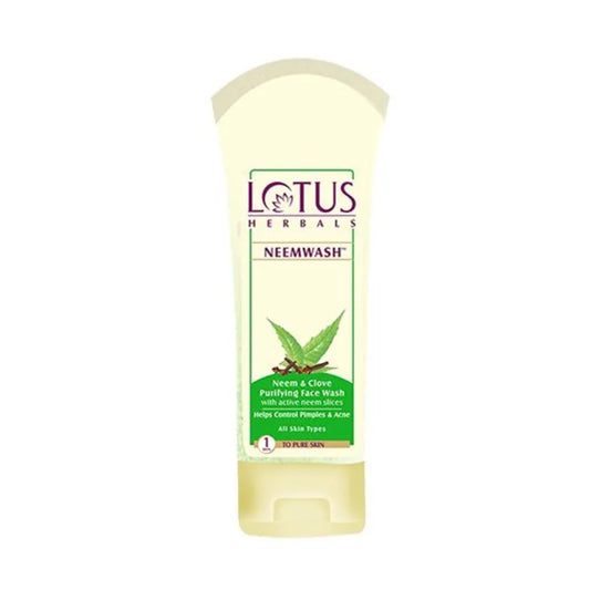 Lotus Herbals Neemwash Neem & Clove Ultra-Purifying Face Wash With Active Neem Slices, 120 g
