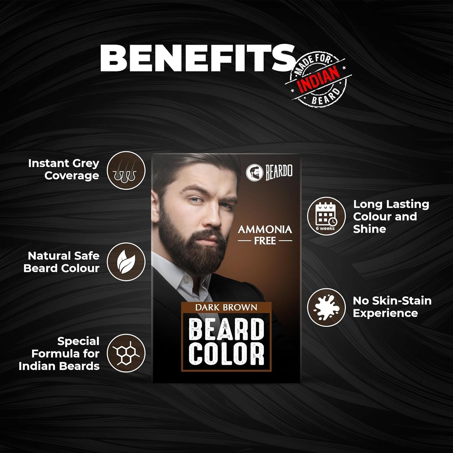 Beardo Beard Color For Men - Natural Brown, 70ml | Long Lasting | No Ammonia | Easy to apply, No Stain Beard Hair Colour for men