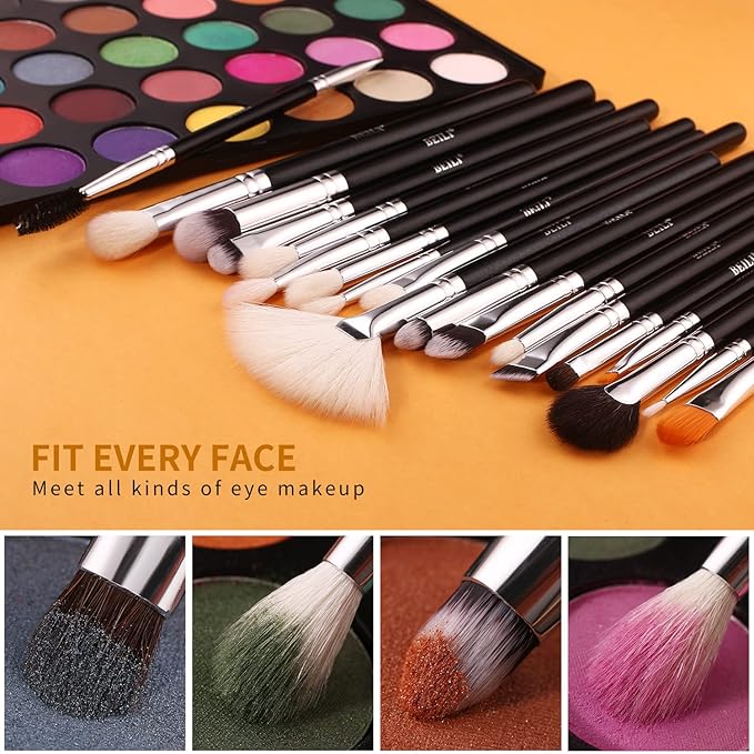 BEILI 30Pcs Professional Makeup Brush Set Original Natural-Synthetic Kabuki Foundation, Face Powder, Highlighter, Contour, Eye Shadow, Eyebrow, Eyeliner, Makeup Tools Kit (Classic Black)