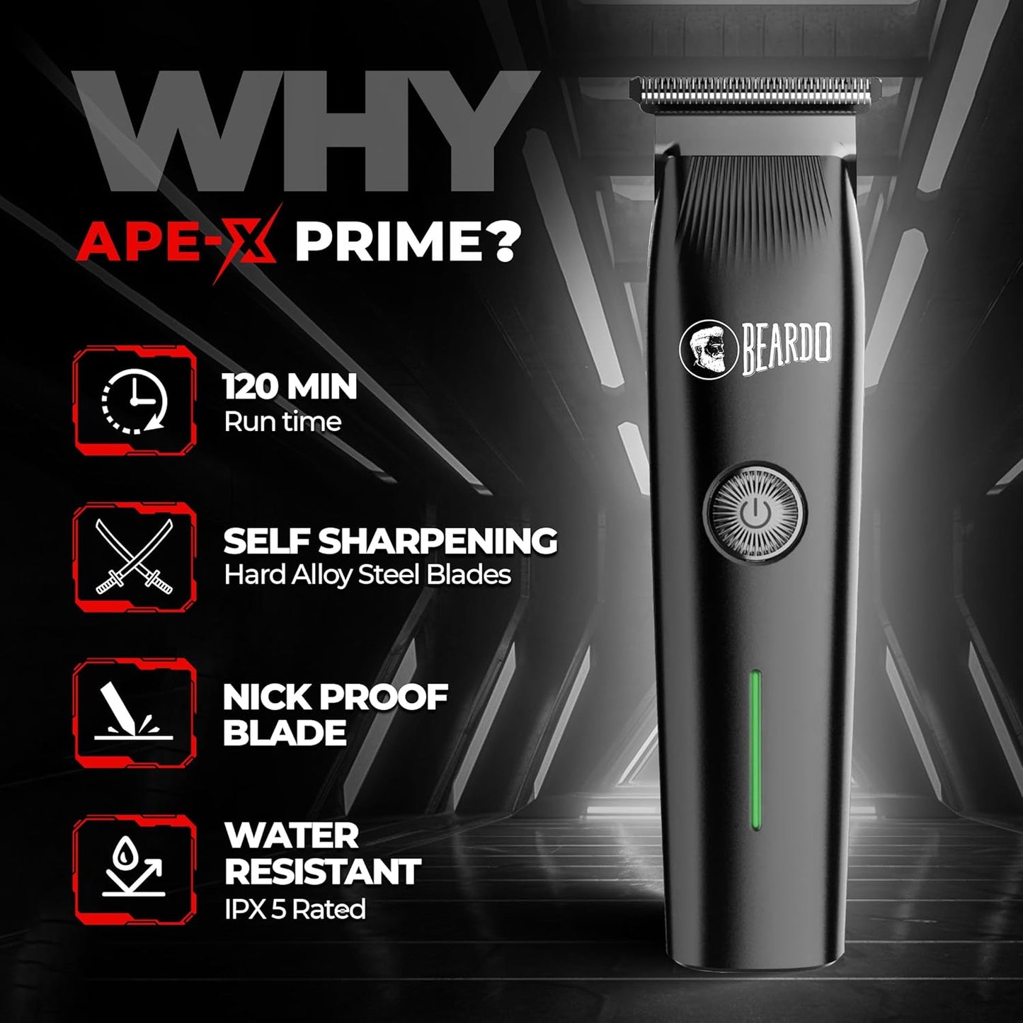 Beardo Ape-X Prime 3-in-1 Multipurpose Trimmer for Men | Grooming Kit : Beard Trimmer, Precision Trimmer, Ear & Nose Trimmer