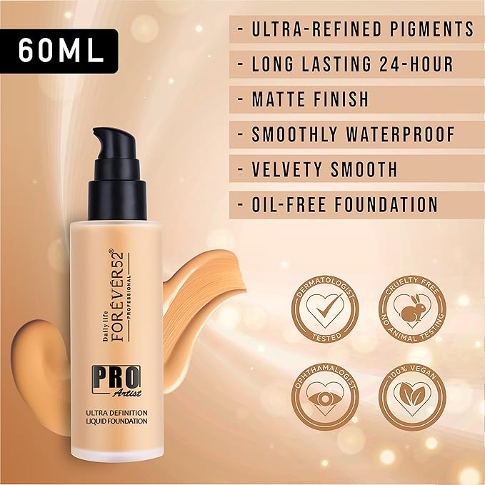 Daily Life Forever52 Pro Artist Ultra Definition Liquid Foundation-60ml (Caramel-11,Mediium to Dark Skin Tone