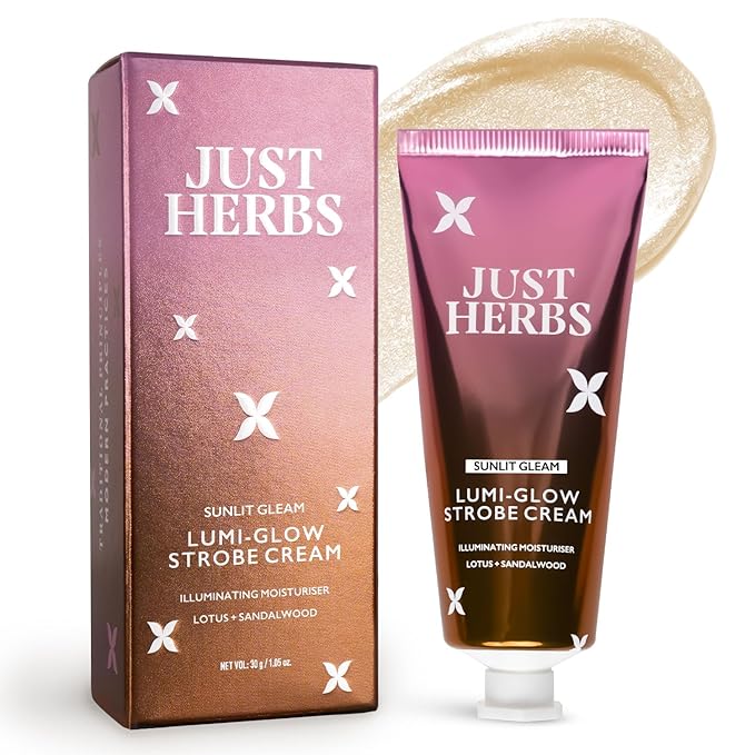 Just Herbs Lumi Glow Strobe Cream with Lotus & Sandalwood (Sunlit Gleam, 30 g)