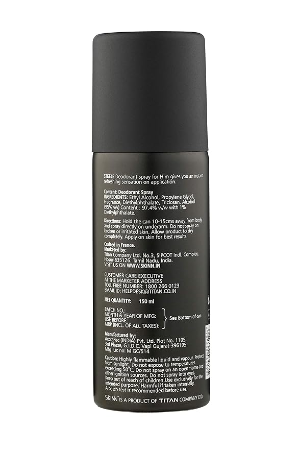 Skinn By Titan Skinn Men Deo Steele Spray, 150 Ml