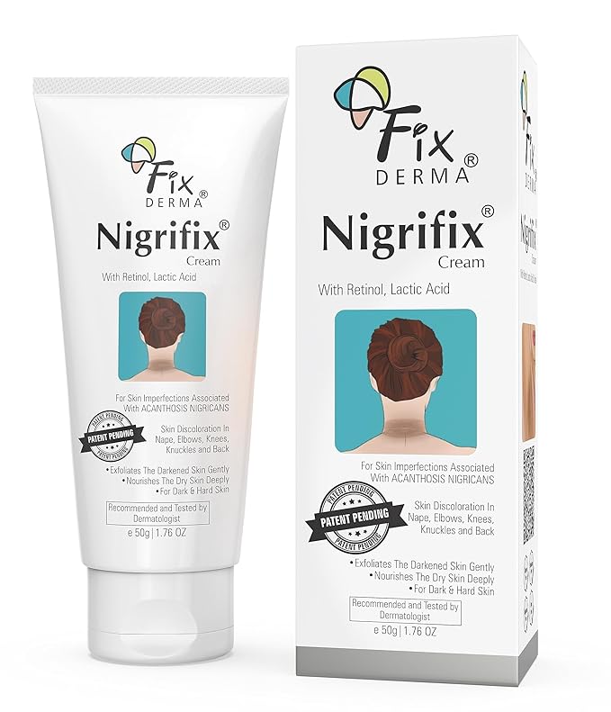 Fixderma Nigrifix Cream for Acanthosis Nigricans with Lactic Acid | Dermatologist Tested Retinol Cream | For Dark Body Parts like Neck, Ankles, Knuckles, Armpits, Thighs & Elbows | Exfoliant - 50g