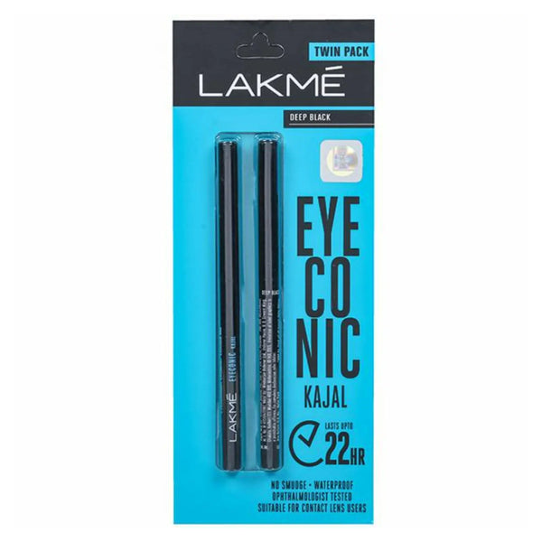 Lakme Eyeconic Kajal Twin Pack - Deep Black (0.35gm Each)
