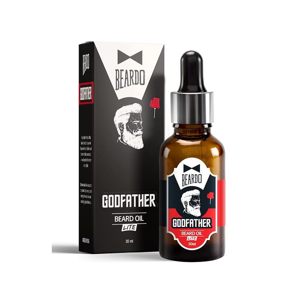 Beardo Godfather Lite Beard and Moustache Oil, 30 ml | Beard Oil for men | Non-Sticky, Light; Almond Oil, Aloe vera, Vitamin E, Shiny Nourished Beards