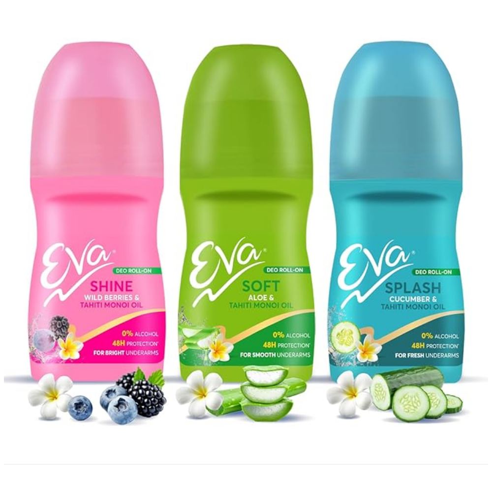 Eva Underarm Roll on Deodorant | For Bright, Fresh & Smooth Underarms| with Wild Berries, Aloe & Cucumber flavor | Alcohol & Aluminium Free | For Women (25ml