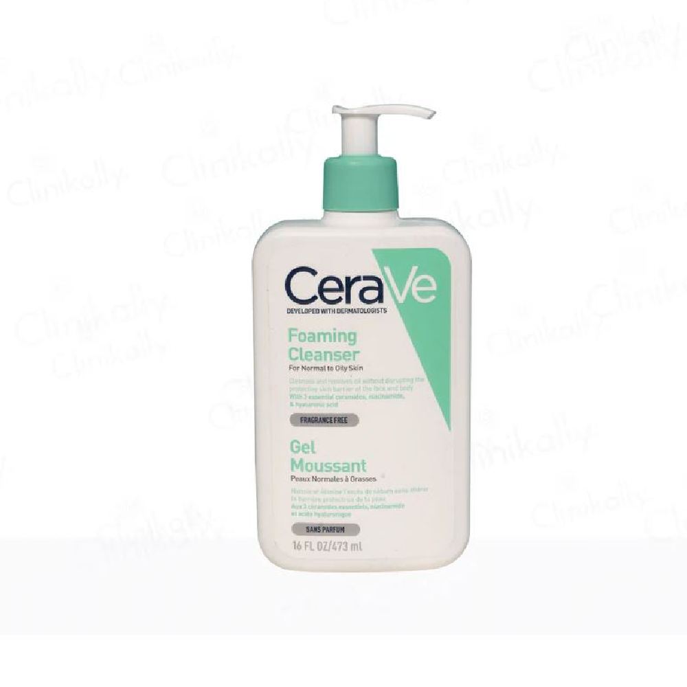 CeraVe Foaming Cleanser For Normal To Oily Skin Non-Comedogenic And Fragrance-Free Cleansers For Acne-Prone Skin (473ml)