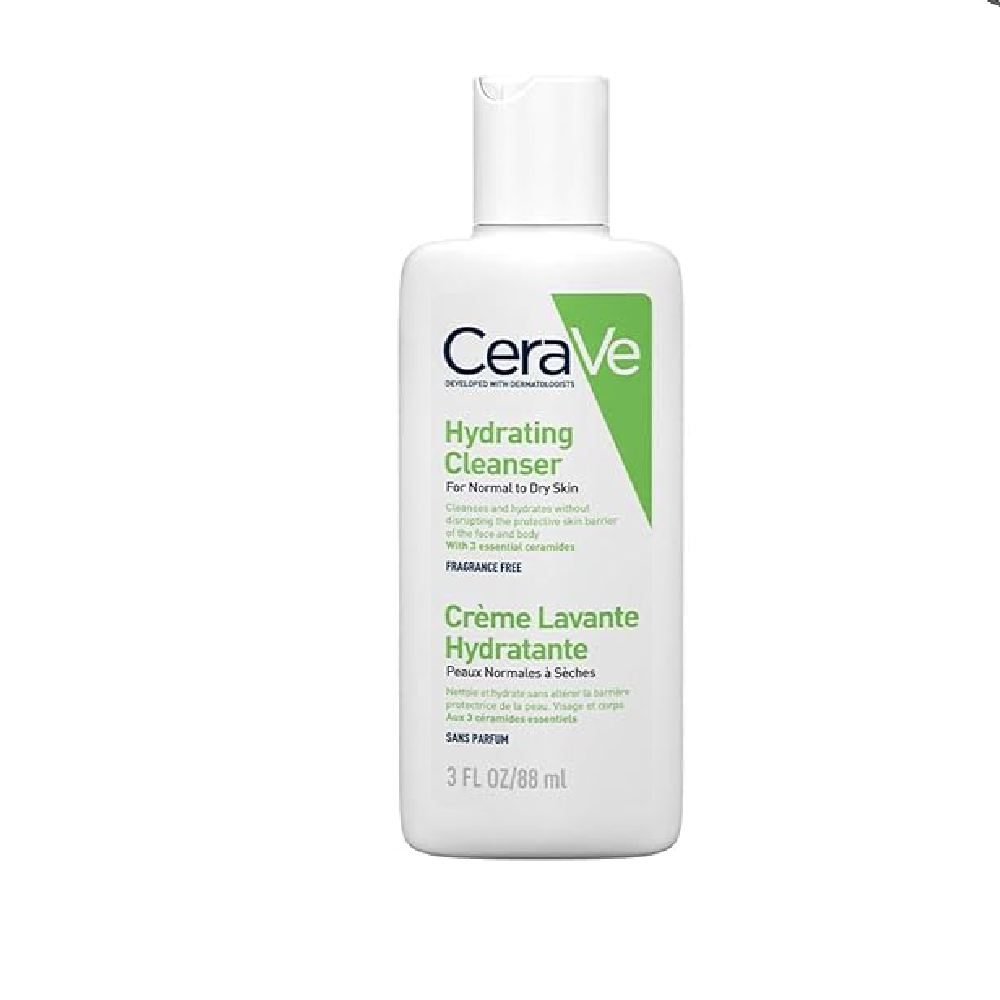 CeraVe Hydrating Cleanser For Normal To Dry Skin (88ml) - Non-Foaming Face Wash with Hyaluronic Acid And Ceramides | Non-Comedogenic, Non-Irritating