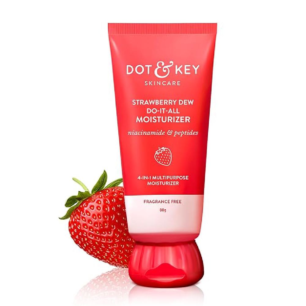 Dot & Key Strawberry Brightening Moisturizer, Niacinamide, Peptides & Hyaluronic Acid, Non-sticky, Brightens Skin, Intense Moisturization | Non-Comedogenic & Fragrance Free, Lightweight 80g
