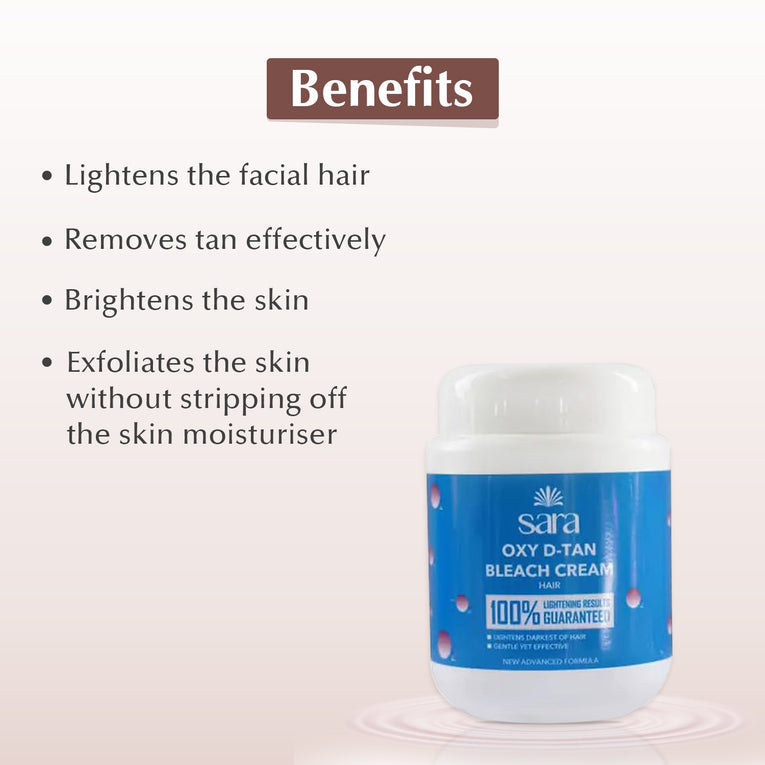 Sara Oxy Dtan Bleach Cream | Skin Whitening And Hair Lightning Formula | Suitable For All Skin Types , 800gm