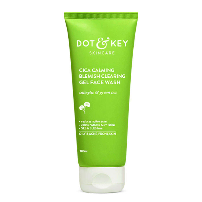 Dot & Key CICA Calming Blemish Clearing Face Wash - Salicylic & Green Tea, Reduces Acne, 100 ml
