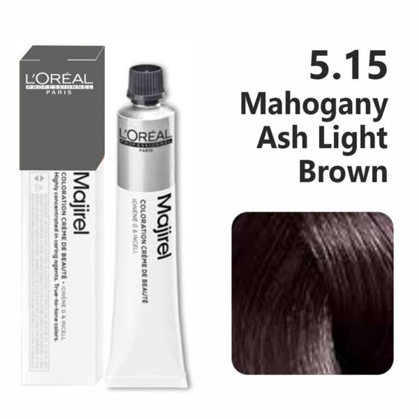 L'Oréal Professionnel Majirel Permanent Hair Colour - 5.15 Light Ash Mahogany Brown 50ml
