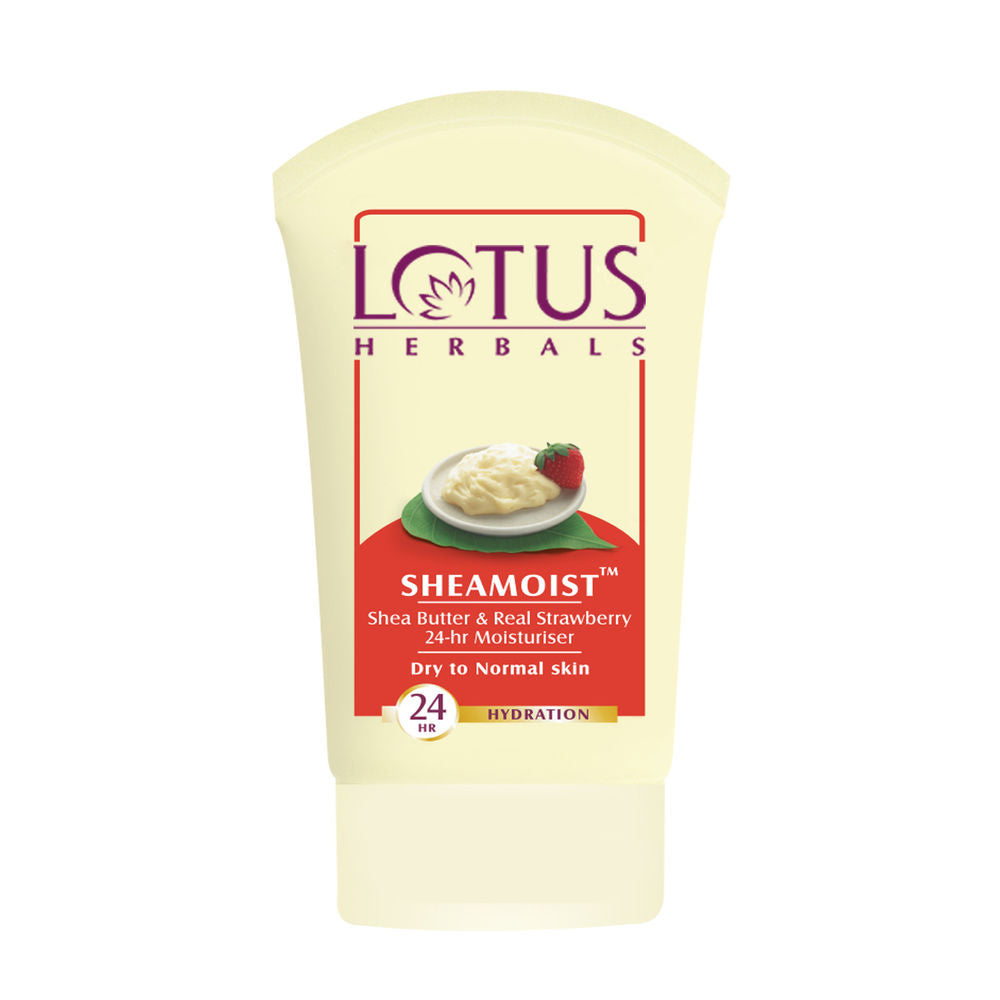 Lotus Herbal Sheamoist Shea Butter & Real Strawberry 24hr Hydration Moisturiser (120gm)