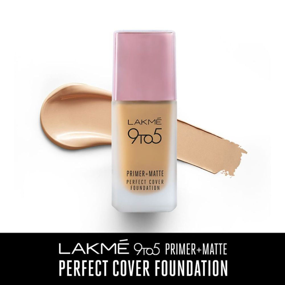 Lakme 9 To 5 Primer + Matte Perfect Cover Foundation - W120 Warm Creme (25ml)