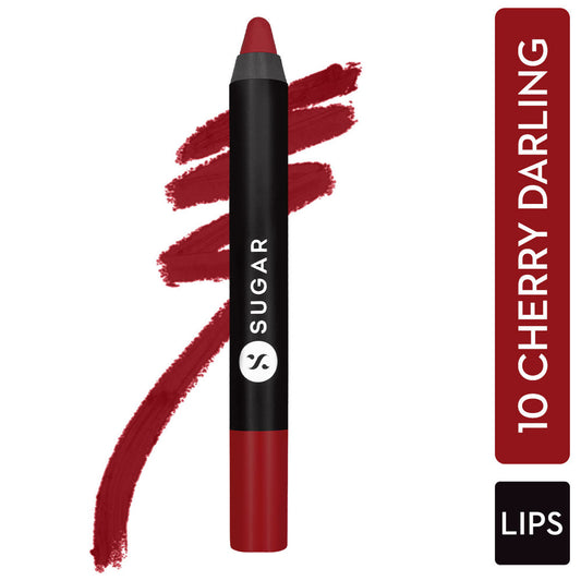 SUGAR Matte As Hell Crayon Lipstick With Free Sharpener - 10 Cherry Darling (2.8g)