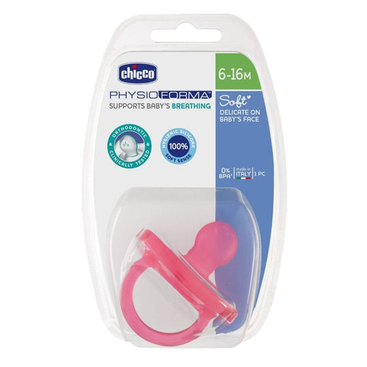 Chicco Physio Soft Silicone Soother (6-16M) - Pink