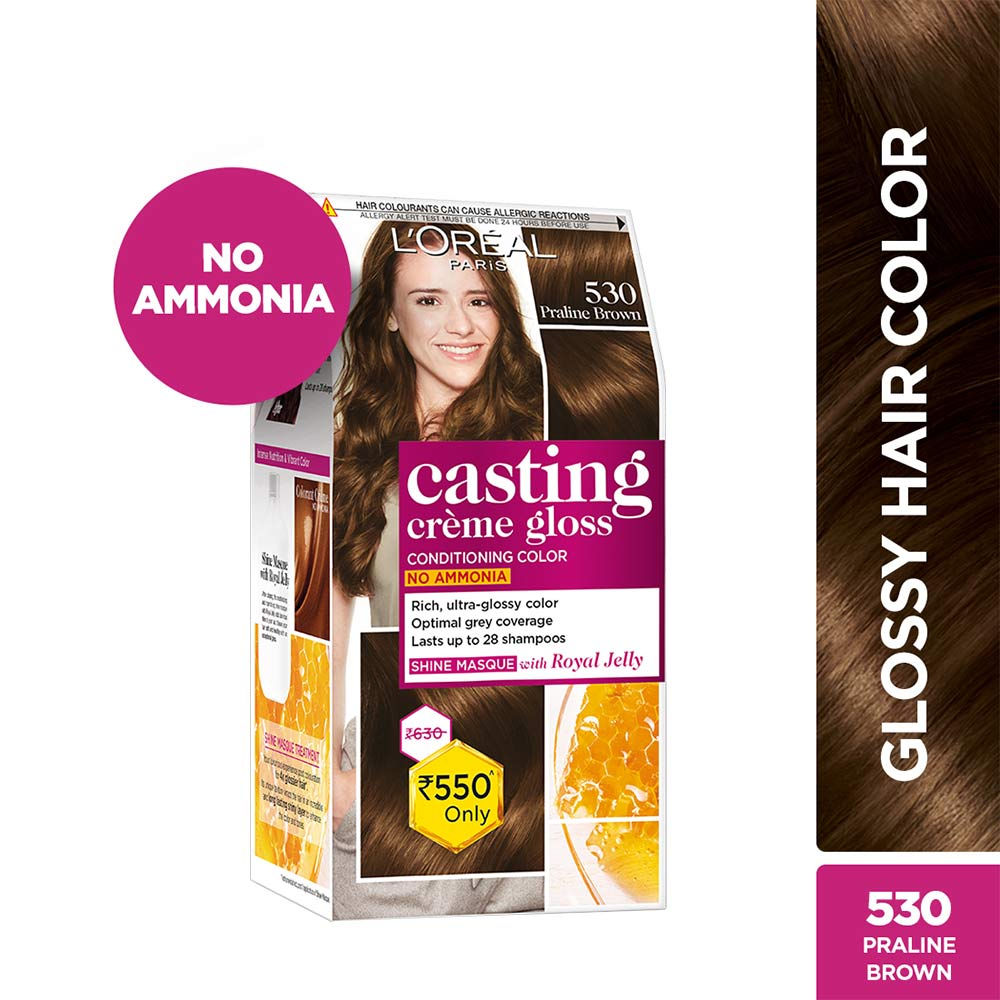 L'Oreal Paris Casting Creme Gloss Hair Color - 530 Praline Brown (87.5gm+72ml))