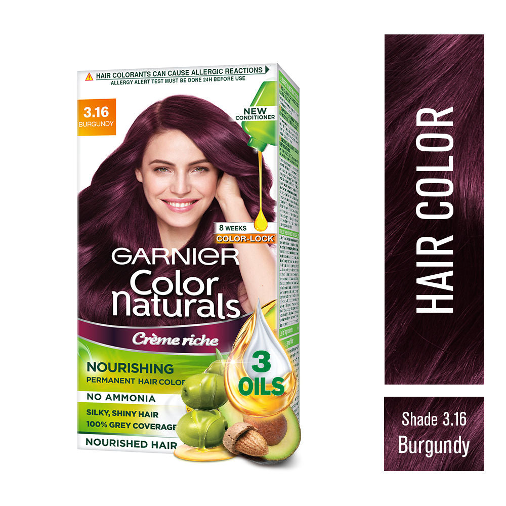 Garnier Color Naturals Creme Hair Color - 3.16 Burgundy (70ml+60gm)