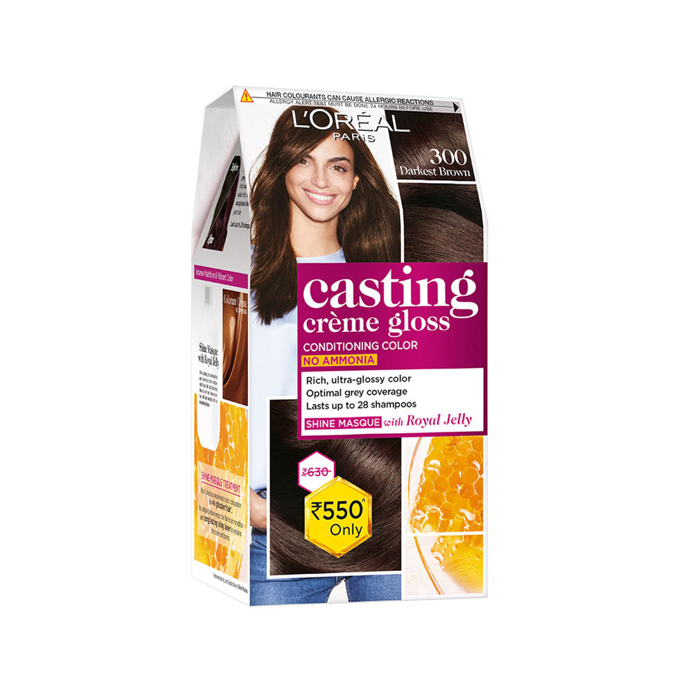 L'Oreal Paris Casting Creme Gloss Hair Color - 300 Darkest Brown (87.5g+72m)
