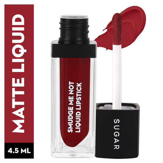 SUGAR Smudge Me Not Liquid Lipstick - 52 Modern Auburn (Flamenco Red / Deep Red With Blue Undertone) (4.5ml)