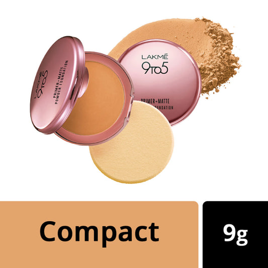Lakme 9 to 5 Primer + Matte Powder Foundation Compact - Honey Dew (9gm)