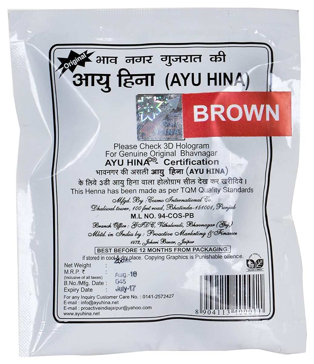 Ayu Hina Henna, Brown, 25 g