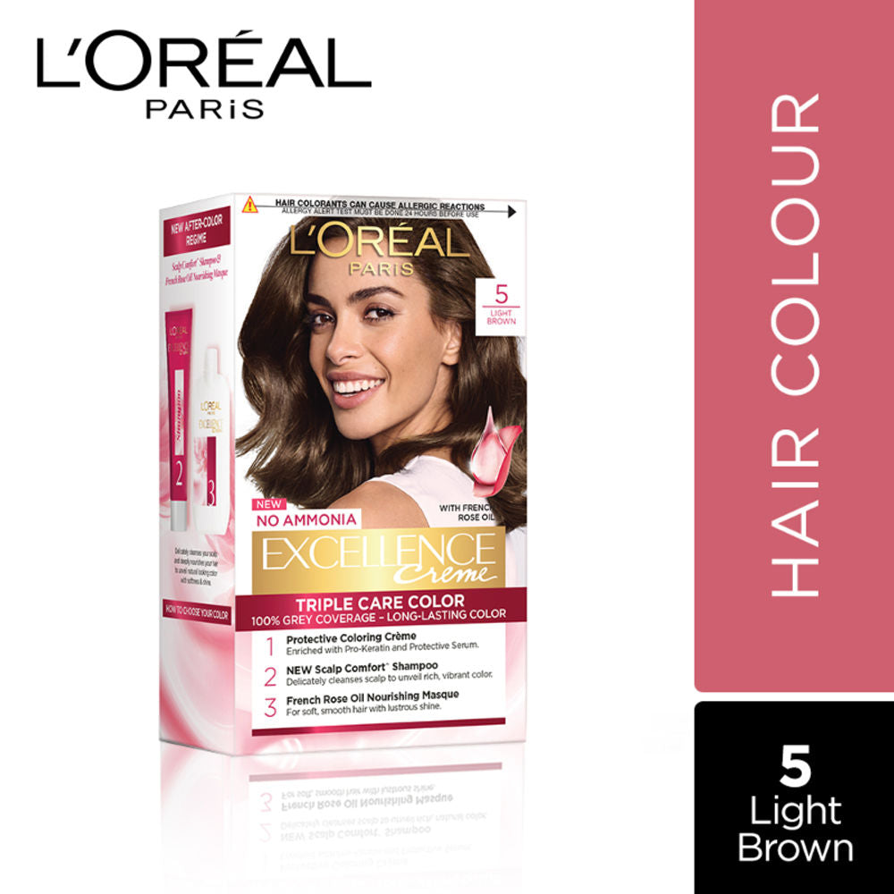 L'Oreal Paris Excellence Creme Hair Color - 5 Light Brown ((72ml)