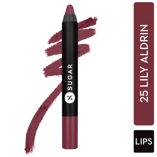 SUGAR Matte As Hell Crayon Lipstick With Free Sharpener - 25 Lily Aldrin (Mauve Pink) (2.8g)