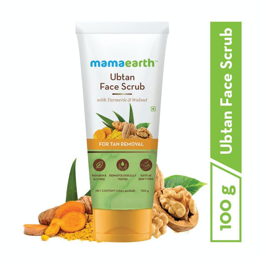 Mamaearth Ubtan Scrub For Face With Turmeric & Walnut For Tan Removal (100gm)