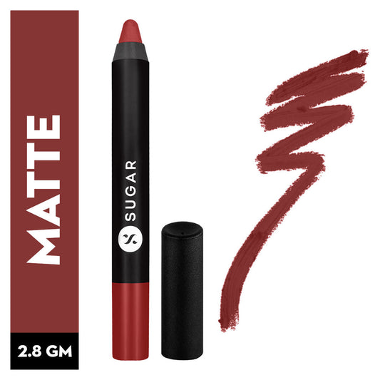 SUGAR Matte As Hell Crayon Lipstick With Free Sharpener - 08 Jackie Brown (Reddish Brown) (2.8g)