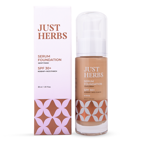 Just Hearbs Serum Foundation | Dewy Finish | SPF 30+ & Glow Brighter | Beige | 30 ml