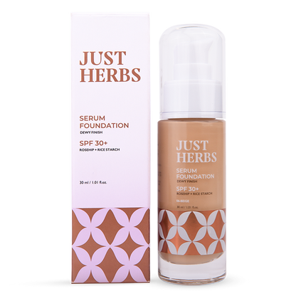 Just Hearbs Serum Foundation | Dewy Finish | SPF 30+ & Glow Brighter | Beige | 30 ml