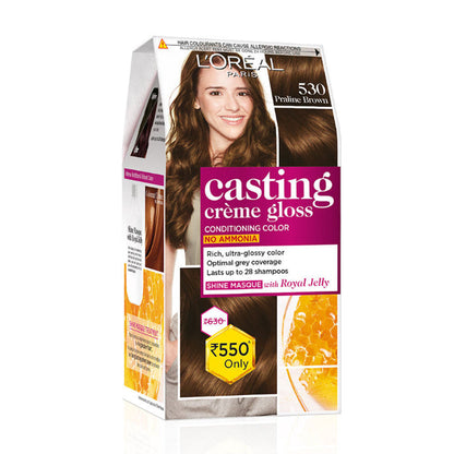 L'Oreal Paris Casting Creme Gloss Hair Color - 530 Praline Brown (87.5gm+72ml))