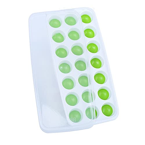 Ice Cube Mold Silicone Flexible Nonslip Professional 21-Cavity Soft Ice Maker Mold Ice Cube Tray with Lid