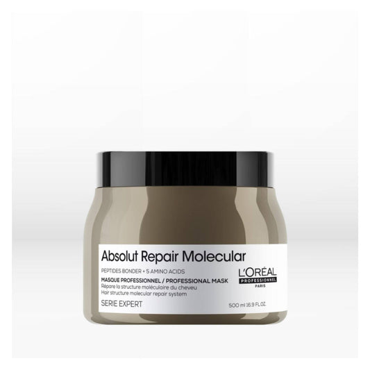 L'Oréal Professionnel Absolut Repair Molecular Deep Repairing Rinse-off Cream Mask for Damaged Hair - 500 ml | Repairs Very Damaged Hair and Restores Strength With 2% Peptides Bonder & 5 Amino Acids